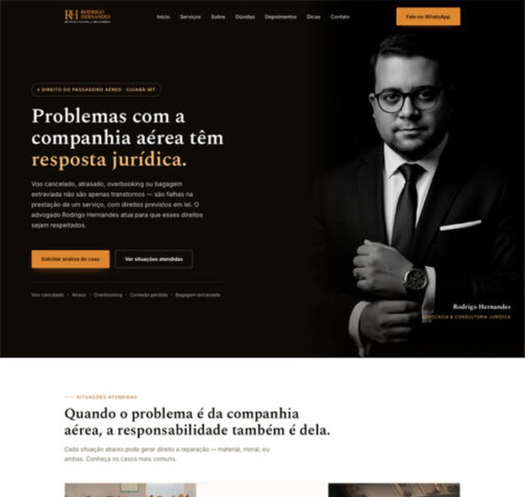 Site do advogado Rodrigo Hernandes, desenvolvido pela TECNOG3