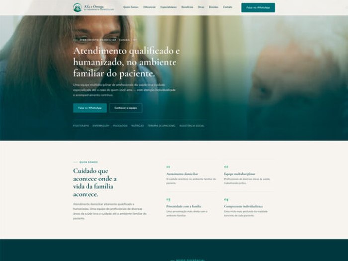 Site da Alfa e Ômega Atendimento Domiciliar