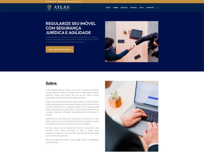 Site da Atlas Regularização Imobiliária