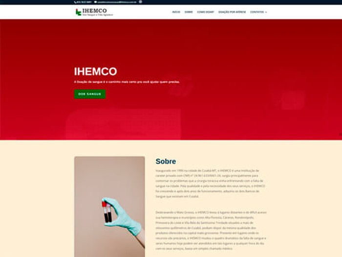Site do IHEMCO, projeto desenvolvido pela TECNOG3