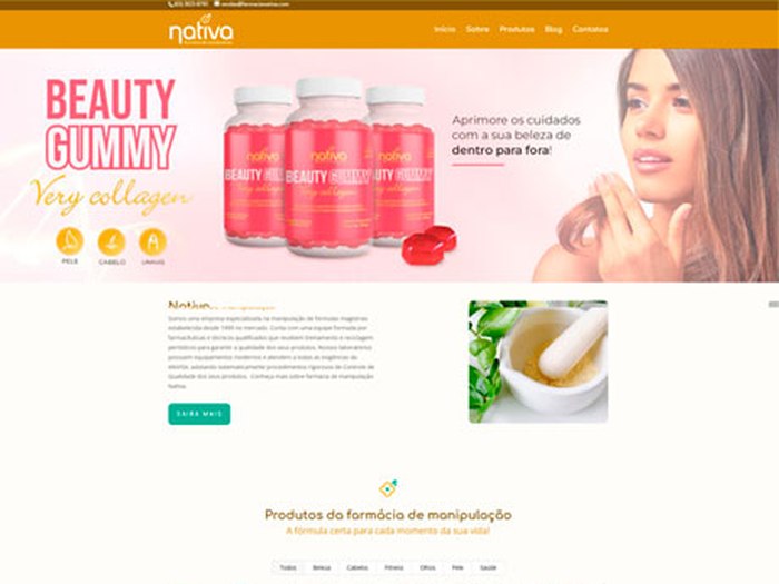 Site da Farmácia Nativa, projeto desenvolvido pela TECNOG3