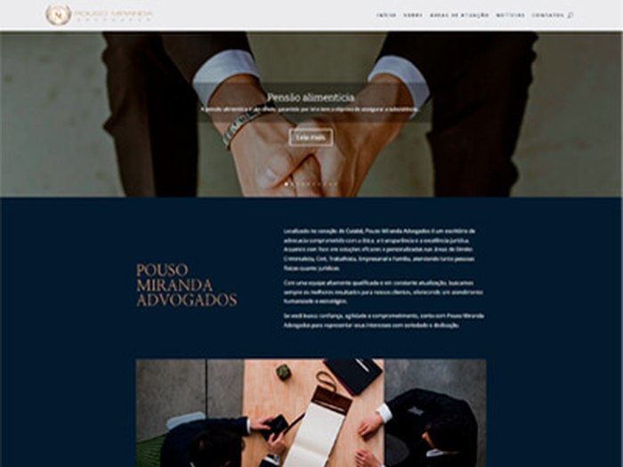 Site do escritório Pouso Miranda Advogados, projeto desenvolvido pela TECNOG3